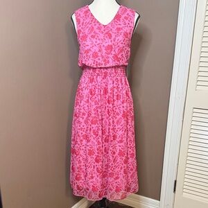 Lark + Grey pink floral midi dress size small NWT